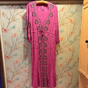 Free People Purple Floral Embroidered Maxi Dress
